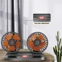 12V Dual-Head Car Fan Cooling Fans 360° 2 Speed Adjustable Mini Size Five-blade Strong Wind with Parking Number Plate For Auto Cooler
