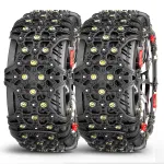 2pcs Full Cover Tire Snow Chains Anti-Slip Sand Muddy Roads with Quenched Steel Studs Winter Safety Emergency Necessities For Cars SUV Truck ATV Motorcycle