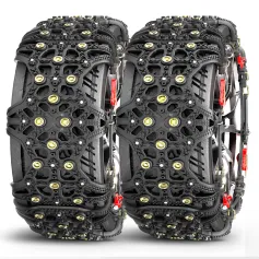 2pcs Full Cover Tire Snow Chains Anti-Slip Sand Muddy Roads with Quenched Steel Studs Winter Safety Emergency Necessities For Cars SUV Truck ATV Motorcycle