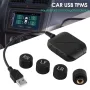 4 Wheel USB Android Car Tire Pressure Alarm System 433.92MHz TPMS Wireless Transmission Auto Security Temperature Alarm System