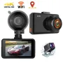 3-Inch Dash Cam Front 4K UHD Rear 1080P 170° Dual-Lens WiFi Driving Recorder HD Dual Recording Car Front Windshield DVR G-Sensor