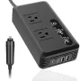 200W Car Power Inverter 12V to 220V 110V Modified Wave Smart USB Fast Charger with LCD Display 2 USB Chargers 2 Type-C Chargers