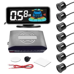 Front & Rear Car Reversing Radar System Lcd Display Parking Sensor With 8 Head Probe Distance Detection Sound Warning Buzzer