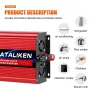 อินเวอร์เตอร์ไฟฟ้า TATALIK Pure Sine Wave 4500W Peak Pure Sine Wave 12V 24V ถึง 110-220V 1500W อินเวอร์เตอร์ป้องกันการโอเวอร์โหลดสำหรับการตั้งแคมป์กลางแจ้ง