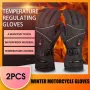 5-Finger Winter Motorcycle Gloves 3 Gears Temperature Adjustment Full Palm Leather Touchscreen Heating with 5000mAh Battery