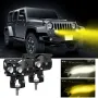 1Pair 12-60V 60W Headlamp Fog Lamp Spotlight White & Yellow For Car Motorcycle