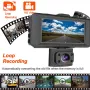Câmera de painel automotiva 1080P de 3 canais, tela IPS de 3 polegadas, três lentes, gravação HD de 170 °, câmera de visão frontal/interna/traseira com cartão TF 64G grátis, visão noturna, estacionamento Monio