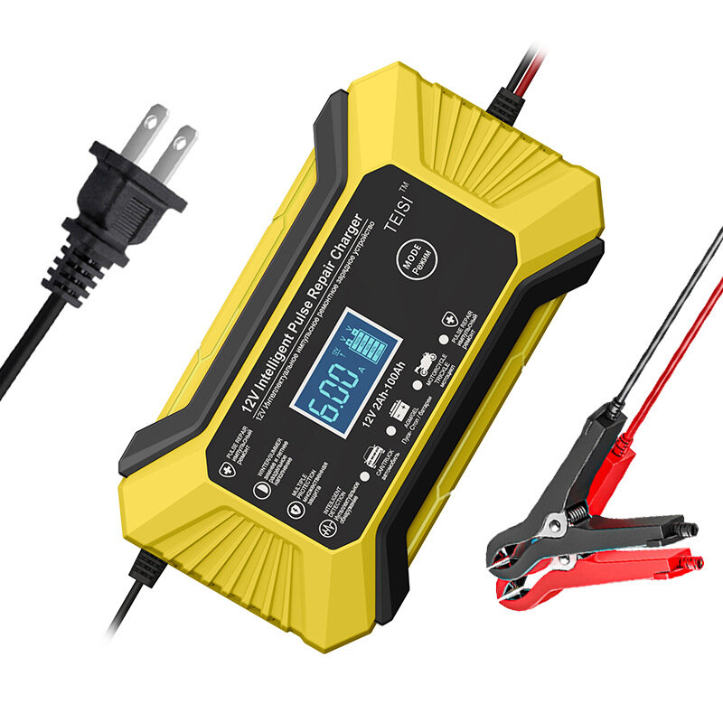 12V Car Battery Charger Full Automatic Stop Nine-Stage Intelligent Pulse Repair Lead-Acid Battery Charger