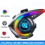 Y21 Wireless Helmet Headset AI Voice Assistant Fm Radio Powerful Bass Waterproof bluetooth 5.4 RGB Lighting Noise Reduction Long Battery Life Rider Intercom Wireless Motobike Earphone