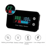 LiFePO4 Lithium Battery Monitor IPX7 Waterproof with Bracket Color Display 7-100V for Car Motorcycle Golf Cart Meter Digital Battery Capacity Remaining Capacity Percentage Tester with Buzzer Alarm Temperature