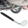 Extend 7-1/4\ to 30\ 360° Retractable Extension Rod Mirror Telescopic Inspection Detection lens Silver Pocket Clip Car Tools