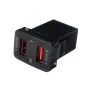 Dual USB QC Car Charger Socket Power Adapter With 12-24V Voltmeter LED Car Accessories 33mm*23mm For Toyota Quick Charge For Mobile Phone
