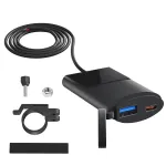 Car Charger Handlebar Mount Bracket Fast Charger 12V-24V Motorcycle USB Charger 3.4A 30W Fast Charge PD + QC3.0 IP67 Waterproof