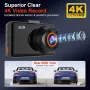 3-Inch Dash Cam Front 4K UHD Rear 1080P 170° Dual-Lens WiFi Driving Recorder HD Dual Recording Car Front Windshield DVR G-Sensor