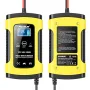 FOXSUR 12V 5A Motorcycle Car Pulse Repair Charger with LCD Display Intelligent Car Battery Charger for Calcium Gel and AGM Wet Batteries Yellow