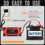 FOXSUR 12V 24V 10A Battery Charger with Intelligent Repair Screen Display for Cars and Motorcycles
