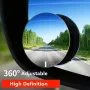 2PCS Car Blind Spot Mirror 360° Adjustable HD Glass Wide Angle Rearview Frameless Round Frame Convex Blind Spot Mirror Safety Driving Wide Angle Adjustable Clear Rearview Mirror