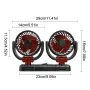 12V/24V Dual-Head Car Fan 360-Degree Rotating Electric Fan Electric Car Fans Vehicle Dashboard Cooler Dual Head Car Fan