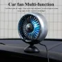 5V USB Car Fan 3 Speed Adjustment Air Cooling Colorful Light 360° Rotation Multi-function Center Console Mini Cooler