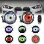 LED Headlight with Dual Dynamic Devil Eye Design Multiple Modes for Cars Motorcycles Universal