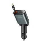 Joyroom 45W 3-In-1 Retractable Cable Car Charger Car Fast Charging Charger Retractable Car Charger Car Adapter for iP16e 15 Pro Max Galaxy S25/24