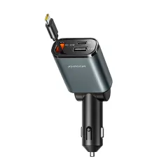 Joyroom 45 W 3'ü 1 Arada Geri Çekilebilir Kablo Kabin Şarj Cihazı Araba Hızlı Şarj Cihazı Geri Çekilebilir Araç Şarj Cihazı Araç Adaptörü iP16e 15 Pro Max Galaxy S25 / 24