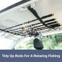 2x Vehicle Fishing Rod Rack Holder Straps Adjustable 30 to 54\ Roof Fishing Pole Storage Carrier Belt 5 Rods for SUV Truck Van