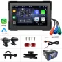 5 Inch Motorcycle Touchscreen Wireless Carplay Player DVR Android Front Rear Dual Camera bluetooth IP66 Waterproof with GPS Navigation