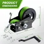 Heavy Duty 3500lbs Boat Trailer Winch with 33ft Green Strap Manual Winch Handle Dual Gear 4 1/8 1 Ratio for Boats Jet Skis Marine