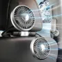 Dual Head Car Clip Fan With LED Light 360° Rotatable Car Cooler Fan Low Noise Cooling Fans Type C Car Electrical Fan