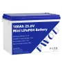 PWOD 25.6V 100Ah 2560Wh Mini LiFePO4 Battery Storage Box RV & Boat Lithium Battery Built-in BMS IP65 Protection