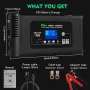 HTRC Large Power 35A 12V 24V Car Battery Charger for Moto Truck Motorcycle AGM Lead Acid PB GEL LCD Display Smart Charging