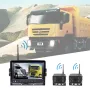Kablosuz 7 inç Araba Dijital Monitör Çift Kamera Kaydedici Dijital Kablosuz Yedekleme Arka Görüş Kamerası 140¡ã Lens Açısı IP68 Su Geçirmez Ağır Hizmet Kamyonu/Otobüs/Kamyon için