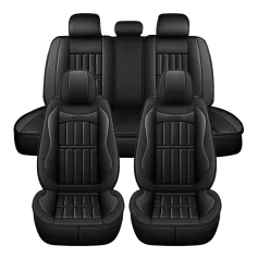 Eluto 5 Seats Car Seat Covers Universal PU Leather Seat Cushion Non-slip Protector Mat