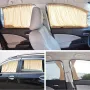 2pcs Universal Car Sunshade Side Window Curtains Automatic Folding UV Protection Pure Cloth Sun Visor Covers Thermal Insulation