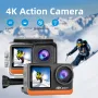 AUSEK 4K Sports Camera 2.0\ Touch Screen with accessories Waterproof Action Camera HD Motorcycle Recorder Outdoor Riding Anti-Shake Diving Camera