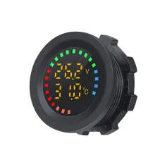 12V-24V Yacht Motorcycle Modified Instrument Color Screen Temperature Voltmeter Universal Car Motorcycle Voltmeter Color Screen Led Digital Display Car Voltmeter Yacht Boat