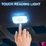Lampu Sentuhan LED Lampu Dalaman Kereta Tanpa Wayar Mini Lampu Baca Siling Bumbung Auto untuk Kotak Penyimpanan Batang Kaki Pintu Pengecasan USB