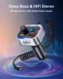 Bluetooth 5.3 FM Transmitter Car Adapter 66W PD & QC 3.0 Fast Charging with USB-C Cable Wireless Radio Adapter with Light Control HiFi Bass Hands-Free Calling