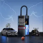 80W Smart Tire Inflator 150PSI 2x2000mAh Mini Electric Digital Tire Pump for Car Bicycle Motorcycle Built-in LED Lighting Fast Inflation