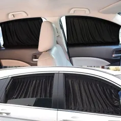 2pcs Universal Car Sunshade Side Window Curtains Automatic Folding UV Protection Pure Cloth Sun Visor Covers Thermal Insulation