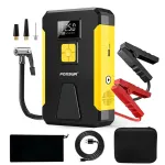 FOXSUR Multi-function 2 In 1 Car Jump Starter Air Pump Portable Air Compressor Auto Tire Inflator Emergency Power Supply with LED Emergency Light
