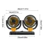 12V/24V Dual-Head Car Fan 360-Degree Rotating Electric Fan Electric Car Fans Vehicle Dashboard Cooler Dual Head Car Fan