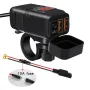 Motosiklèt Charger SAE nan USB Adaptè Doub USB Vit Charger 12V Voltmeter ak On / Off Power Switch pou GPS