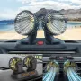 12V Dual-Head Car Fan Cooling Fans 360° 2 Speed Adjustable Mini Size Five-blade Strong Wind with Parking Number Plate For Auto Cooler