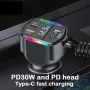 High Speed Car Charger 2 in 1 Retractable USB Cable PD 30W with 3 Ports for Efficient Phone Charging