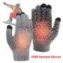 Pair Motorcycle Electric Heated Gloves Thickened Warm Full Finger USB Heating Electric Heating Gloves Students Internet Writing Games Warm Thick Heating Gloves