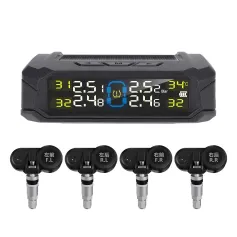 Solar-Powered Wireless TPMS 433.92MHz LED Display Car Tire Pressure Monitoring System with 4 Sensors Real-time Monitoring