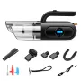 Multi Functional Car Vacuum Cleaner Air Pump Digital Display 80W Suction 120W Inflation Portable Auto Cleaning Tool Long Nozzle Fabric Brush Extension Hose Accurate Tire Pressure Monitor