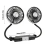 Dual Head Car Clip Fan With LED Light 360° Rotatable Car Cooler Fan Low Noise Cooling Fans Type C Car Electrical Fan